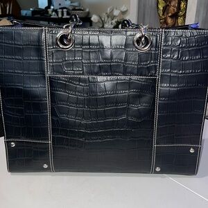 Wilsons leather briefcase crocodile print laptop messenger bag